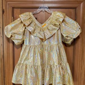 Gold Sequin Ruffle Dress